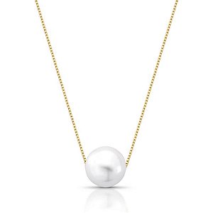 COLAR DE PÉROLA SHELL SOLITÁRIA G BANHADO A OURO