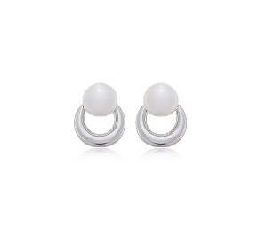 BRINCO ELO COM PÉROLA BANHADA A RÓDIO