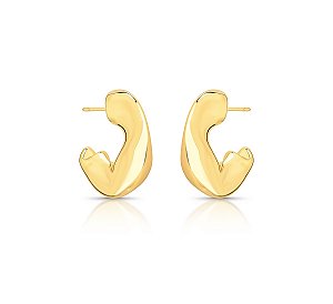 MEIA ARGOLA ORGÂNICA LISA BANHADA A OURO