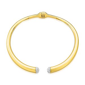 CHOKER ARO REDONDO ACETINADO COM CRAVAÇÃO NAS EXTREMINADES BANHADA A OURO