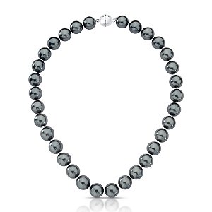 COLAR DE PÉROLAS NEGRAS BANHADO A RÓDIO BRANCO