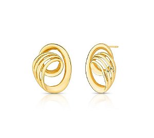BRINCO OVAL CURVO BANHADO A OURO