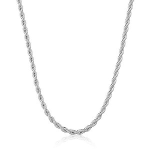 COLAR CORDÃO BAIANO 2,5 MM BANHADO A RÓDIO BRANCO