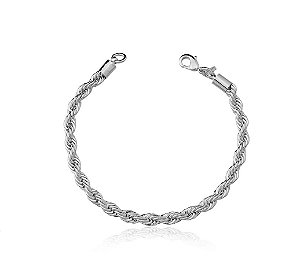 PULSEIRA CORDÃO BAIANO 4 MM BANHADO A RÓDIO BRANCO