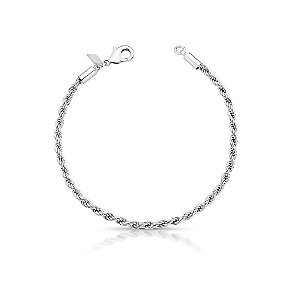 PULSEIRA CORDÃO BAIANO 3 MM BANHADO A RÓDIO BRANCO