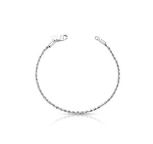 PULSEIRA CORDÃO BAIANO 2 MM BANHADO A RÓDIO BRANCO