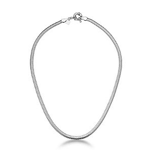 COLAR MALHA SNAKE 4 MM BANHADO A RÓDIO BRANCO