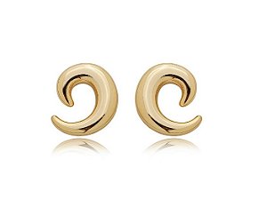 BRINCO CURVO LISO GRANDE BANHADO A OURO