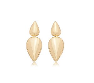 BRINCO GOTA DUPLA LISA BANHADO A OURO