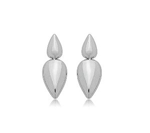 BRINCO GOTA DUPLA LISA BANHADO A RÓDIO BRANCO