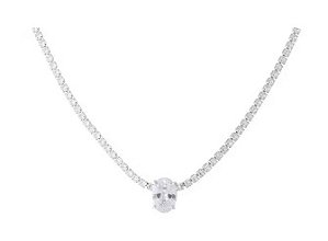 COLAR RIVIERA MALEÁVEL COM PINGENTE OVAL CRISTAL BANHADA A RÓDIO