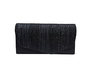 BOLSA DE FESTA RETANGULAR COM GLITTER PRETA