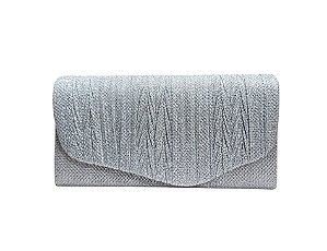 BOLSA DE FESTA RETANGULAR PRATA COM GLITTER