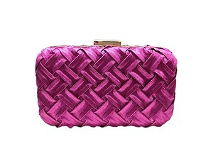 BOLSA DE FESTA RETANGULAR TRANÇADA FUCSIA