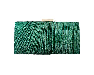 BOLSA DE FESTA RETANGULAR PLISSADA COM GLITTER VERDE