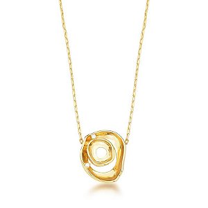 COLAR COM PINGENTE ORGÂNICO VAZADO BANHADO A OURO