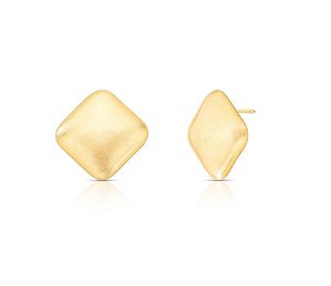 BRINCO LOSANGO ABAULADO ACETINADO BANHADO A OURO