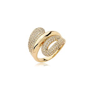 ANEL COM CRAVAÇÃO CRISTAL BANHADO A OURO