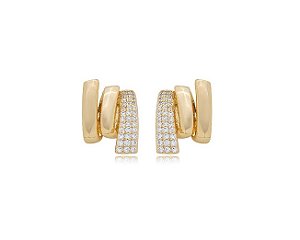 BRINCO TRÊS FILEIRAS COM CRAVAÇÃO LATERAL BANHADO A OURO