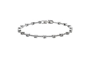 PULSEIRA RIVIERA COM QUADRADOS CRAVEJADOS BANHADA A RÓDIO BRANCO