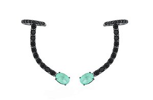 BRINCO EAR CUFF TURMALINA COM NEGRO BANHADO A RÓDIO NEGRO