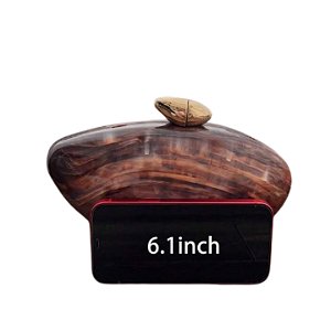 BOLSA MARMORIZADA CASTANHO EM ACRÍLICO COM ALÇA