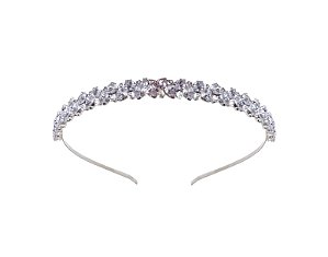 TIARA DUAS FILEIRAS CRAVEJADAS PRATEADA