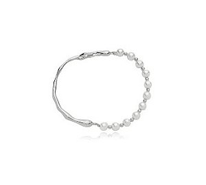 PULSEIRA ORGÂNICA COM PÉROLAS BANHADA A RÓDIO BRANCO