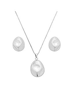 CONJUNTO ORGÂNICO LISO OVALADO BANHADO A RÓDIO BRANCO