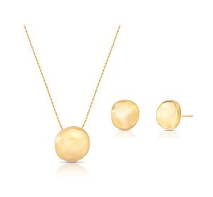 CONJUNTO ORGÂNICO LISO ACETINADO BANHADO A OURO