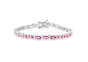 PULSEIRA RIVIERA COM CRAVAÇÃO OVAL EM DEGRADÊ ROSA BANHADA A RÓDIO