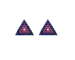 BRINCO TRIANGULAR COLORS BANHADO A RÓDIO BRANCO