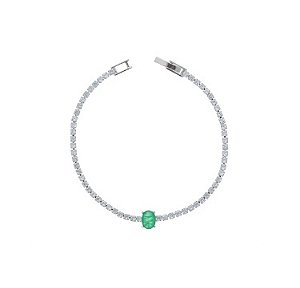 PULSEIRA RIVIERA COM PEDRA OVAL ESMERALDA FUSION BANHADA A RÓDIO