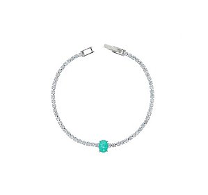 PULSEIRA RIVIERA COM PEDRA OVAL TURMALINA VERDE FUSION BANHADA A RÓDIO