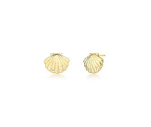 BRINCO CONCHA P COM PONTOS DE ZIRCÔNIA BANHADO A OURO