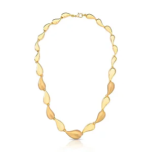 COLAR GOTAS INTERCALADAS ACETINADAS E POLIDAS BANHADO A OURO