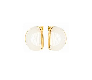 MEIA ARGOLA RESINADA TRANSPARENTE EM AÇO