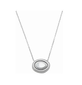 COLAR PINGENTE OVAL ORGÂNICO COM PÉROLA CENTRAL EM AÇO