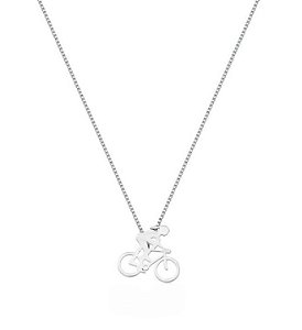 COLAR LINHA FITNESS BICICLETA BANHADO A RÓDIO BRANCO