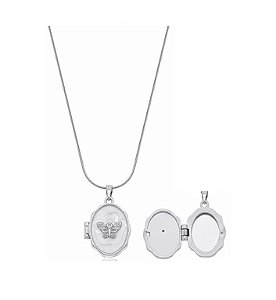 COLAR RELICÁRIO BORBOLETA COM RESINA ESMALTADA EM AÇO