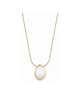 COLAR PINGENTE GOTA MADREPÉROLA EM AÇO DOURADO