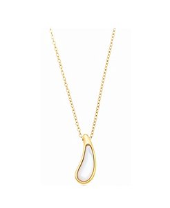 COLAR GOTA MADREPÉROLA EM AÇO DOURADO
