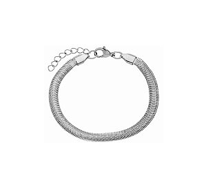PULSEIRA MALHA SNAKE LISA EM AÇO