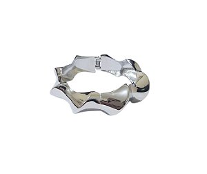 BRACELETE TRABALHADO LISO BANHADO A RÓDIO BRANCO