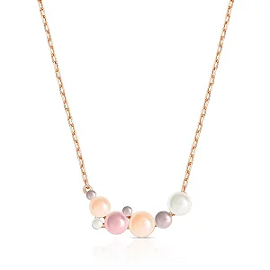 COLAR CURVO COM PÉROLAS EM TONS BANHADO A OURO ROSÊ