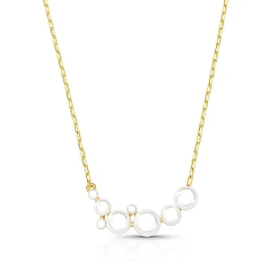 COLAR CURVO COM PÉROLAS SHELL INTERCALADAS BANHADO A OURO