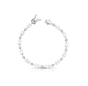 PULSEIRA COM CRISTAIS OVAIS E ZIRCÔNIAS BANHADA A RÓDIO BRANCO