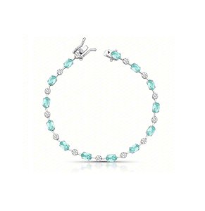 PULSEIRA COM CRISTAIS OVAIS TURMALINA E ZIRCÔNIAS BANHADA A RÓDIO BRANCO