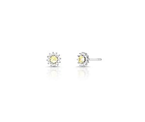 BRINCO FLOR MIOLO AMARELO BANHADO A RÓDIO BRANCO