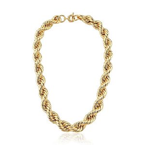 COLAR CORDÃO BAIANO LISO 14MM BANHADO A OURO